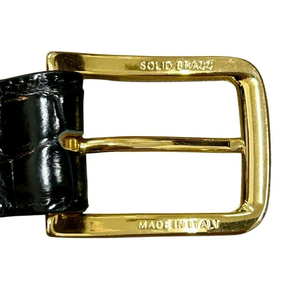 Ben Silver Charleston Genuine Alligator Leather Belt Black